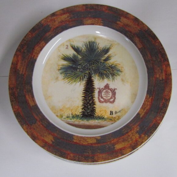 Palm Trees Tropical design 4 Lunch Dessert Plates 8.5” - Picture 5 of 7